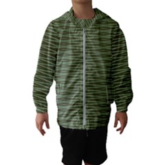 Chive And Olive Stripes Pattern Kids  Hooded Windbreaker by SpinnyChairDesigns