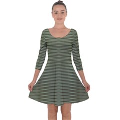 Chive And Olive Stripes Pattern Quarter Sleeve Skater Dress by SpinnyChairDesigns