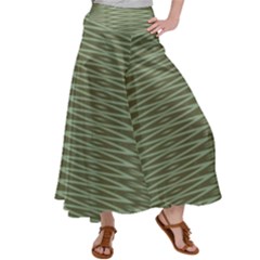 Chive And Olive Stripes Pattern Satin Palazzo Pants by SpinnyChairDesigns