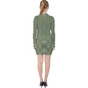 Chive and Olive Stripes Pattern V-neck Bodycon Long Sleeve Dress View2