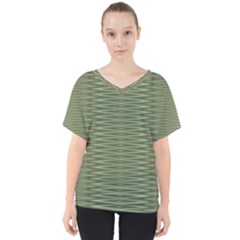 Chive And Olive Stripes Pattern V-neck Dolman Drape Top by SpinnyChairDesigns