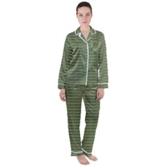 Chive And Olive Stripes Pattern Satin Long Sleeve Pyjamas Set by SpinnyChairDesigns