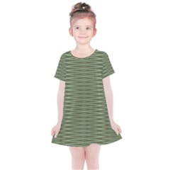 Chive And Olive Stripes Pattern Kids  Simple Cotton Dress by SpinnyChairDesigns