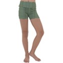 Chive and Olive Stripes Pattern Kids  Lightweight Velour Yoga Shorts View1