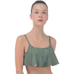 Chive And Olive Stripes Pattern Frill Bikini Top