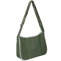 Chive And Olive Stripes Pattern Zip Up Shoulder Bag by SpinnyChairDesigns