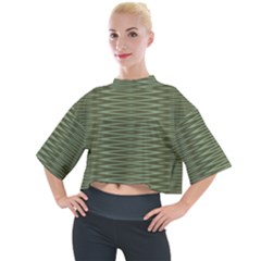 Chive And Olive Stripes Pattern Mock Neck Tee