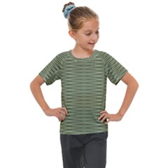 Chive And Olive Stripes Pattern Kids  Mesh Piece Tee