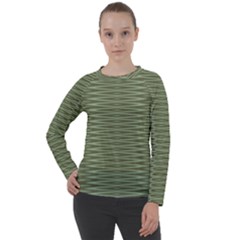 Chive And Olive Stripes Pattern Women s Long Sleeve Raglan Tee