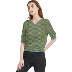 Chive And Olive Stripes Pattern Quarter Sleeve Blouse