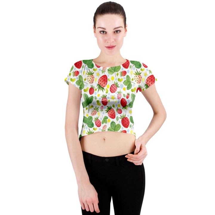 Huayi-vinyl-backdrops-for-photography-strawberry-wall-decoration-photo-backdrop-background-baby-show Crew Neck Crop Top