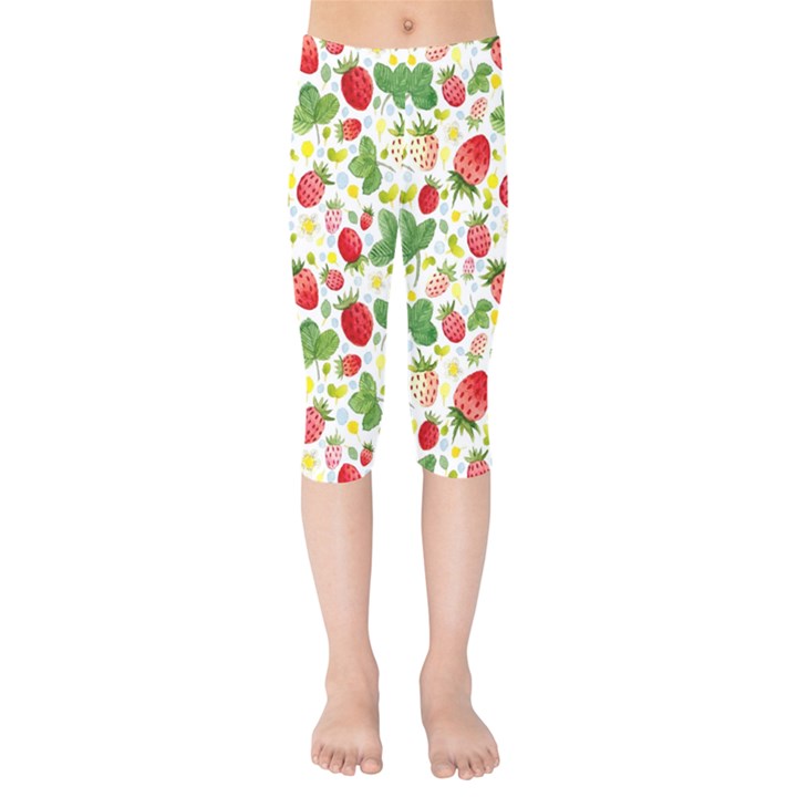 Huayi-vinyl-backdrops-for-photography-strawberry-wall-decoration-photo-backdrop-background-baby-show Kids  Capri Leggings 