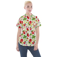 Huayi-vinyl-backdrops-for-photography-strawberry-wall-decoration-photo-backdrop-background-baby-show Women s Short Sleeve Pocket Shirt