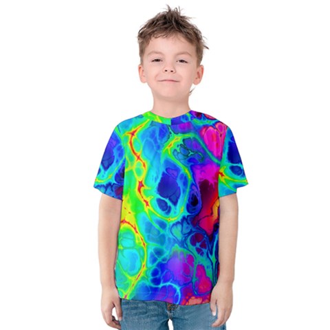 Abstract Art Tie Dye Rainbow Kids  Cotton Tee by SpinnyChairDesigns