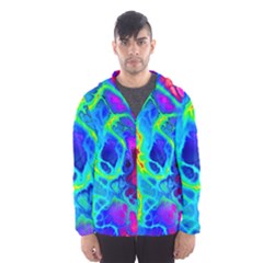 Abstract Art Tie Dye Rainbow Men s Hooded Windbreaker by SpinnyChairDesigns