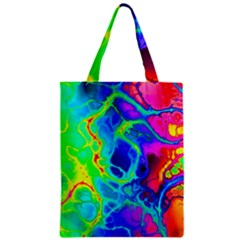 Abstract Art Tie Dye Rainbow Zipper Classic Tote Bag by SpinnyChairDesigns