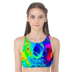 Abstract Art Tie Dye Rainbow Tank Bikini Top by SpinnyChairDesigns