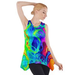 Abstract Art Tie Dye Rainbow Side Drop Tank Tunic by SpinnyChairDesigns