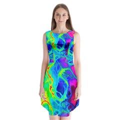 Abstract Art Tie Dye Rainbow Sleeveless Chiffon Dress   by SpinnyChairDesigns