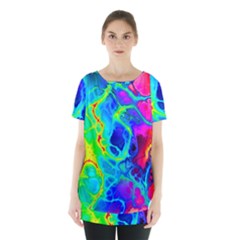 Abstract Art Tie Dye Rainbow Skirt Hem Sports Top by SpinnyChairDesigns