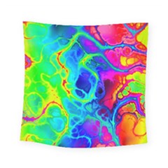 Abstract Art Tie Dye Rainbow Square Tapestry (small) by SpinnyChairDesigns