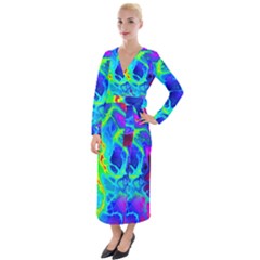 Abstract Art Tie Dye Rainbow Velvet Maxi Wrap Dress by SpinnyChairDesigns