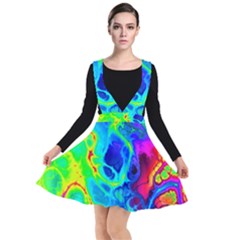 Abstract Art Tie Dye Rainbow Plunge Pinafore Dress by SpinnyChairDesigns