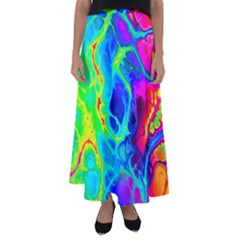 Abstract Art Tie Dye Rainbow Flared Maxi Skirt by SpinnyChairDesigns