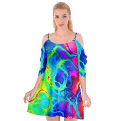 Abstract Art Tie Dye Rainbow Cutout Spaghetti Strap Chiffon Dress by SpinnyChairDesigns