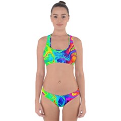 Abstract Art Tie Dye Rainbow Cross Back Hipster Bikini Set by SpinnyChairDesigns