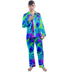 Abstract Art Tie Dye Rainbow Men s Long Sleeve Satin Pyjamas Set by SpinnyChairDesigns