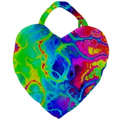 Abstract Art Tie Dye Rainbow Giant Heart Shaped Tote by SpinnyChairDesigns