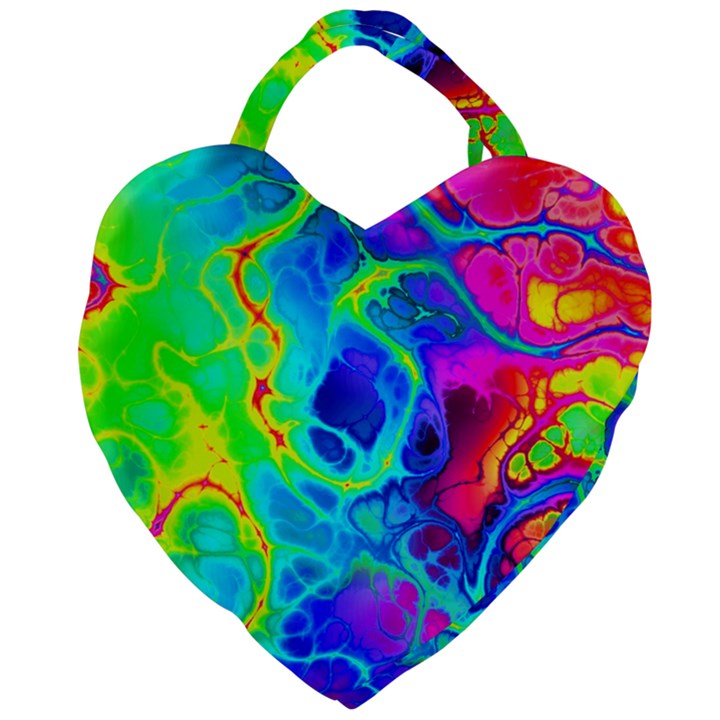 Abstract Art Tie Dye Rainbow Giant Heart Shaped Tote