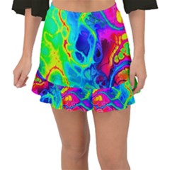 Abstract Art Tie Dye Rainbow Fishtail Mini Chiffon Skirt by SpinnyChairDesigns