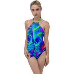 Abstract Art Tie Dye Rainbow Go With The Flow One Piece Swimsuit by SpinnyChairDesigns