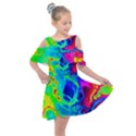 Abstract Art Tie Dye Rainbow Kids  Shoulder Cutout Chiffon Dress View1