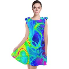 Abstract Art Tie Dye Rainbow Tie Up Tunic Dress by SpinnyChairDesigns