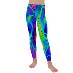 Abstract Art Tie Dye Rainbow Kids  Lightweight Velour Leggings by SpinnyChairDesigns