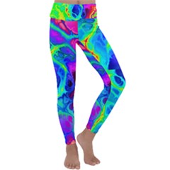 Abstract Art Tie Dye Rainbow Kids  Lightweight Velour Classic Yoga Leggings by SpinnyChairDesigns