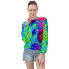 Abstract Art Tie Dye Rainbow Banded Bottom Chiffon Top by SpinnyChairDesigns