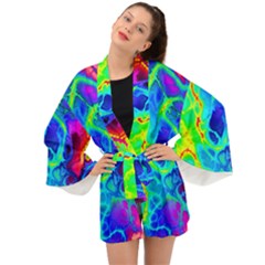 Abstract Art Tie Dye Rainbow Long Sleeve Kimono