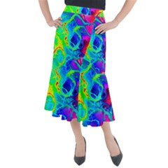 Abstract Art Tie Dye Rainbow Midi Mermaid Skirt by SpinnyChairDesigns