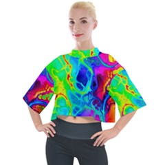 Abstract Art Tie Dye Rainbow Mock Neck Tee