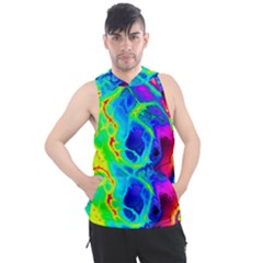 Abstract Art Tie Dye Rainbow Men s Sleeveless Hoodie