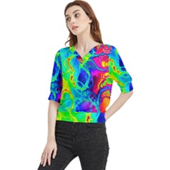 Abstract Art Tie Dye Rainbow Quarter Sleeve Blouse