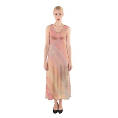 Coral Cream Abstract Art Pattern Sleeveless Maxi Dress by SpinnyChairDesigns