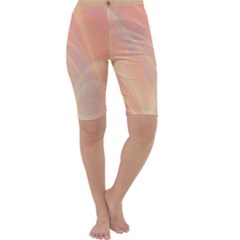 Coral Cream Abstract Art Pattern Cropped Leggings  by SpinnyChairDesigns