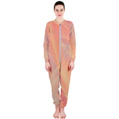 Coral Cream Abstract Art Pattern Onepiece Jumpsuit (ladies)  by SpinnyChairDesigns