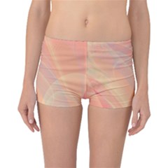 Coral Cream Abstract Art Pattern Boyleg Bikini Bottoms by SpinnyChairDesigns