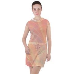 Coral Cream Abstract Art Pattern Drawstring Hooded Dress by SpinnyChairDesigns